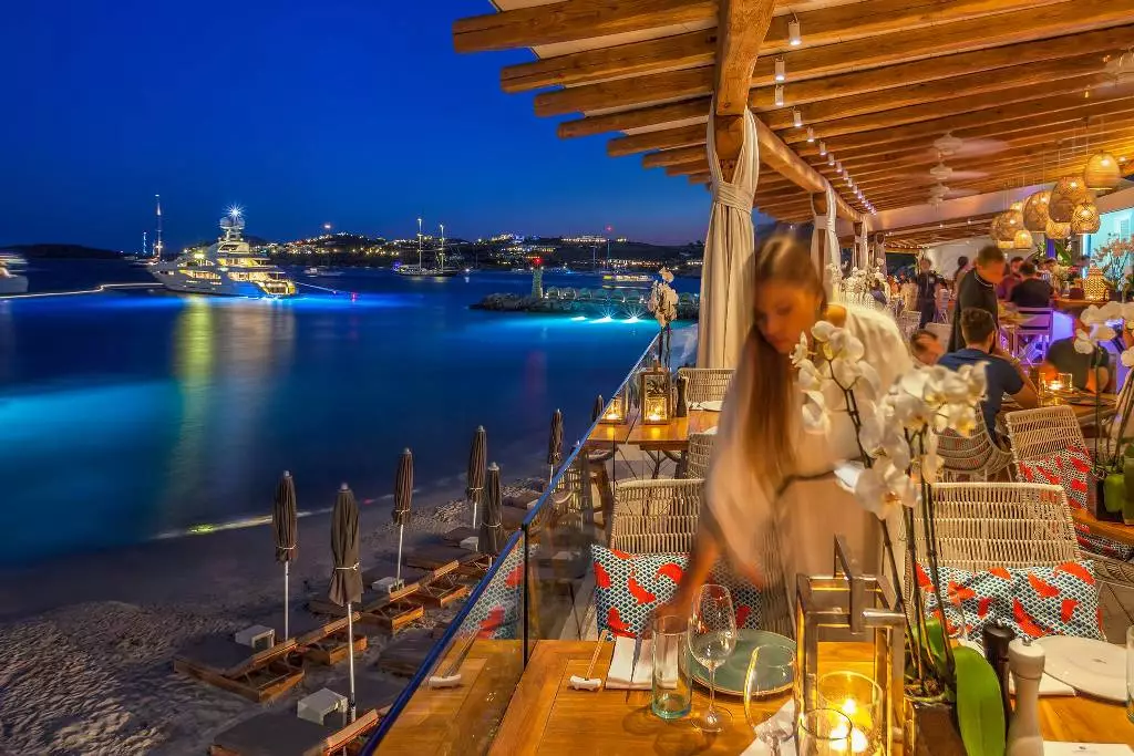 Buddha Bar Mykonos nightlife hotspot featuring live DJ performances and gourmet cuisine