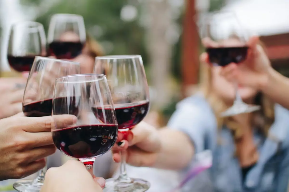 Friends enjoying wine tasting at a scenic Mykonos vineyard