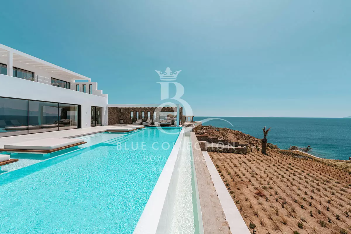 Luxury Seafront 2-Villas Complex for Rent in Mykonos – Greece | Pirgi | REF: 180413232 | CODE: PRG-5 | Panoramic Sea View | 2 Private Heated Infinity Pools | Sleeps 26 | 13 Bedrooms | 13 Bathrooms